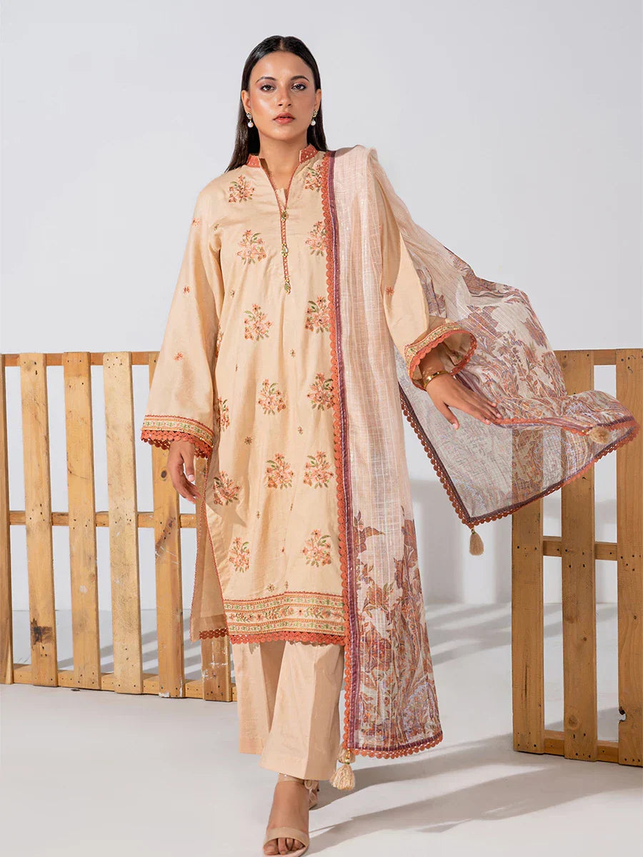 1 & Get 1 Free - 3PCS LUXURY LAWN EMBROIDERED SUIT