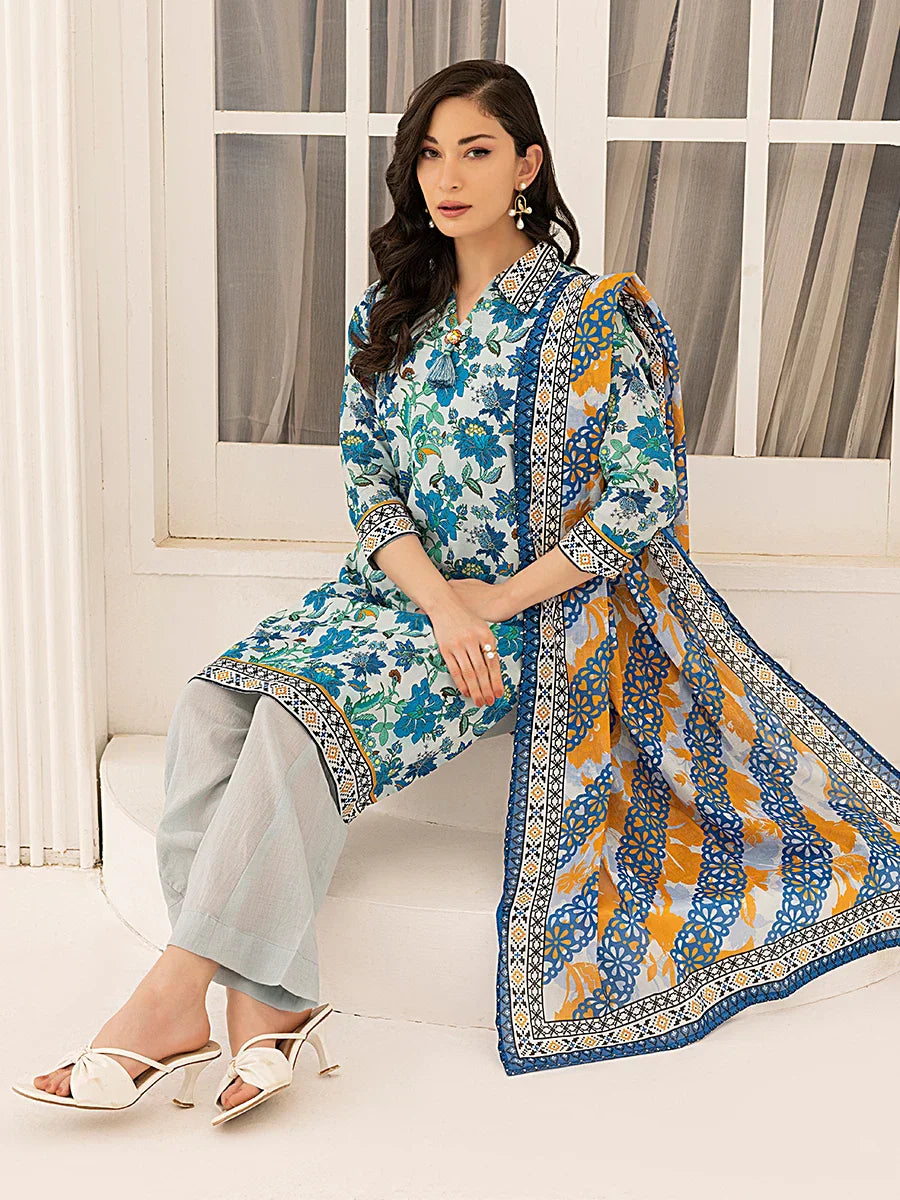 1 & Get 1 Free - 3PC Unstitched Printed Lawn Suit