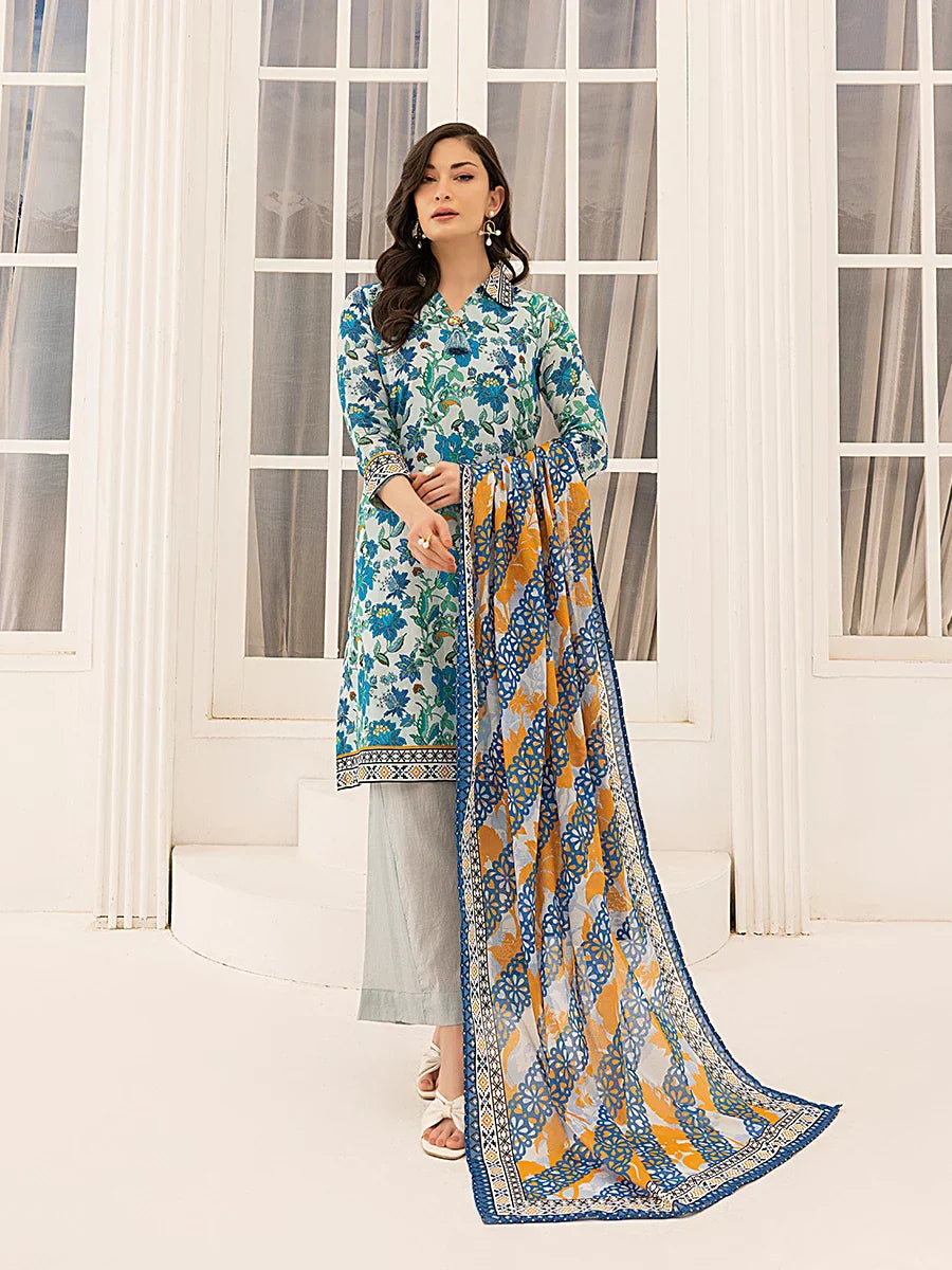 1 & Get 1 Free - 3PC Unstitched Printed Lawn Suit