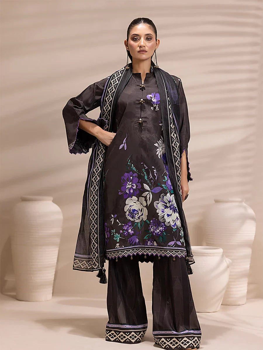 1 & Get 1 Free - 3PC Unstitched Printed Lawn Silk Suit DOS162