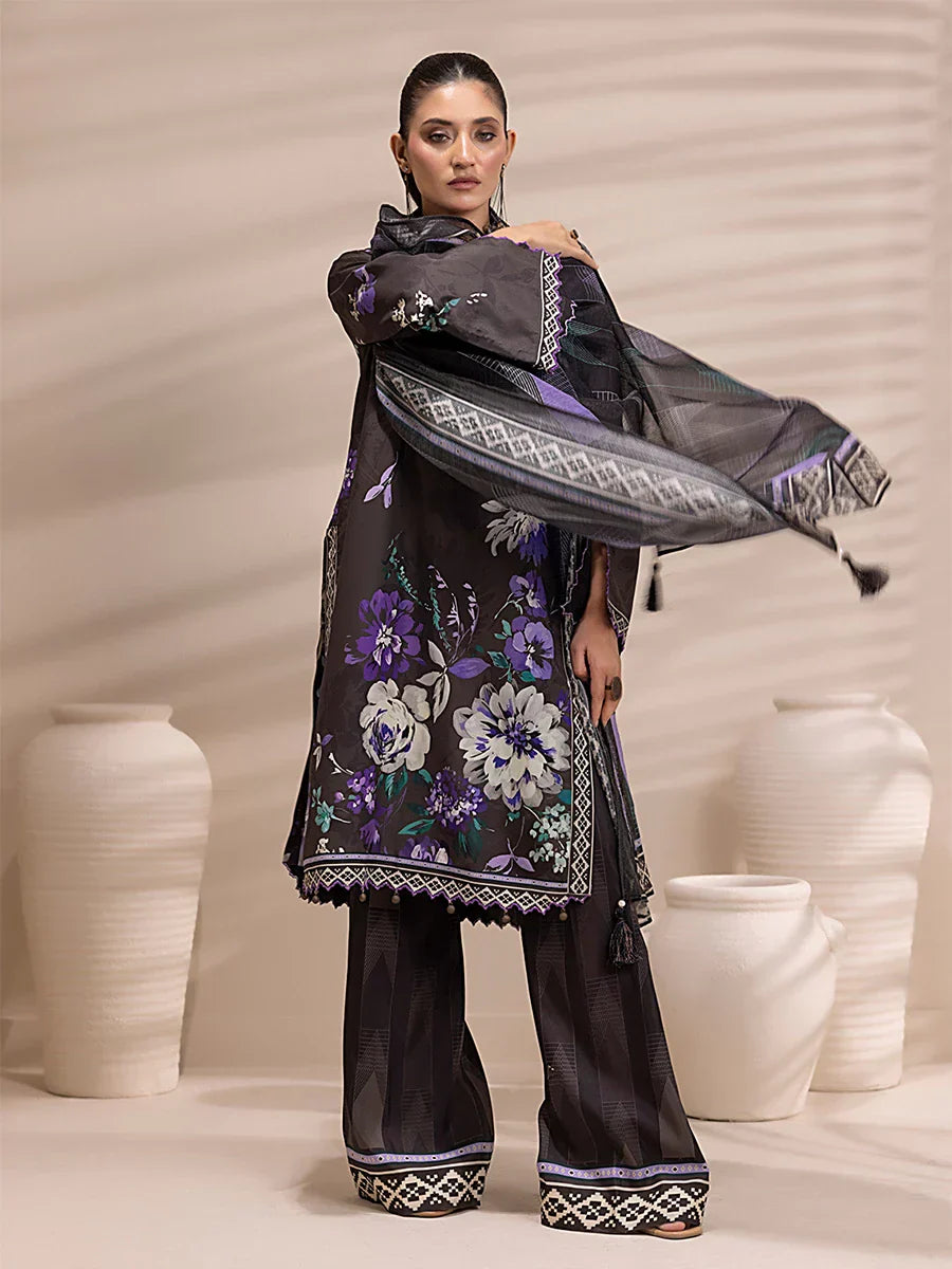 1 & Get 1 Free - 3PC Unstitched Printed Lawn Silk Suit DOS162