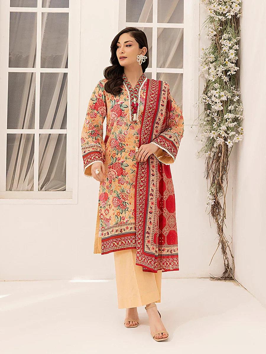1 & Get 1 Free - 3PC Unstitched Printed Lawn Suit