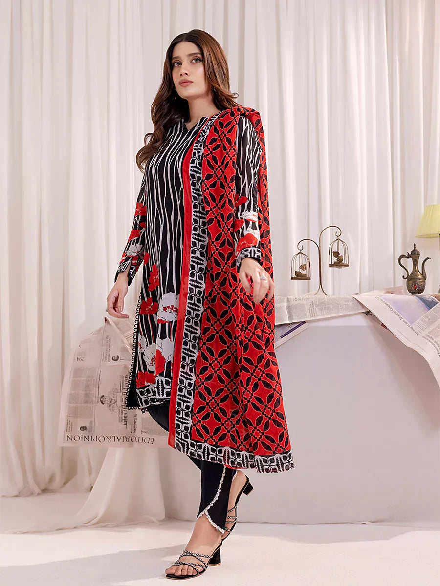 1 & Get 1 Free - 3PC Unstitched Printed Lawn Suit