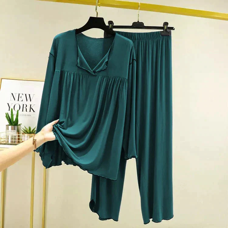 Contrast Collar Plates Style Lounge Wear/ Sleepwear