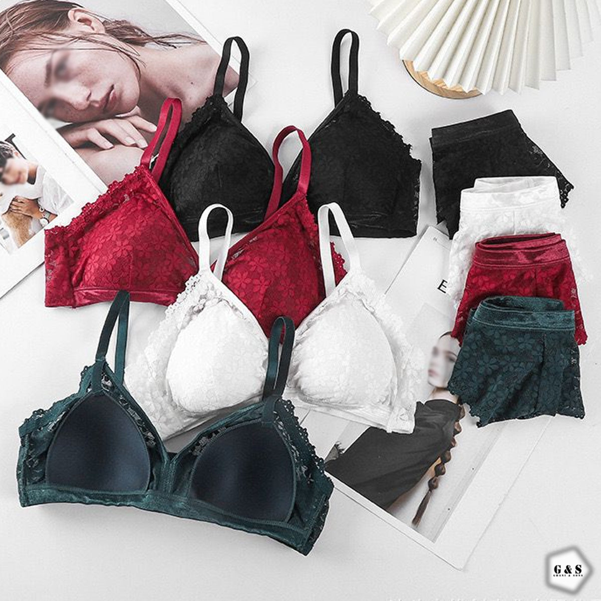 High Quality Pack of 2 Lace Design Bra & Panty Sets