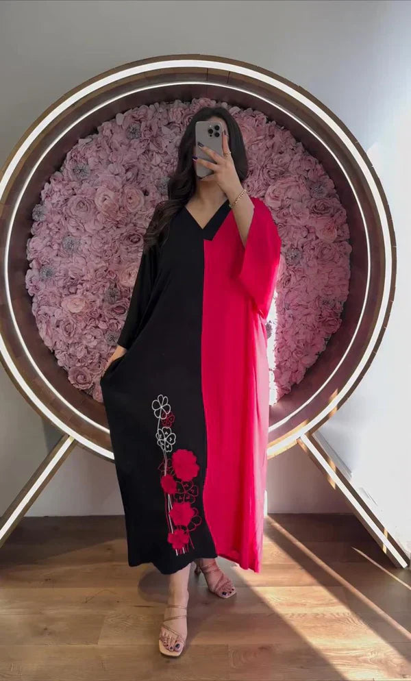 Flower Printed Panel Kaftaan