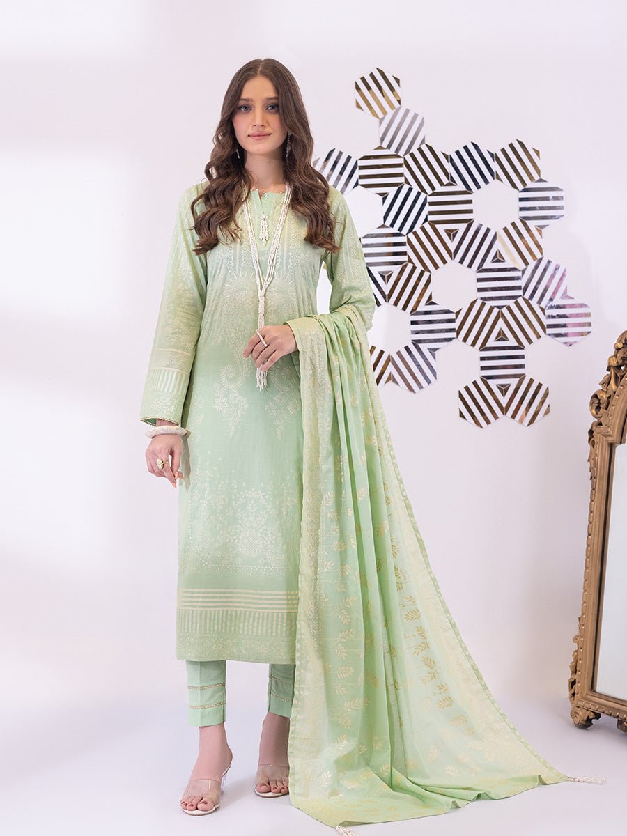 1 & Get 1 Free - 3pc Unstitched- Paste Printed Lawn Suit DOS201