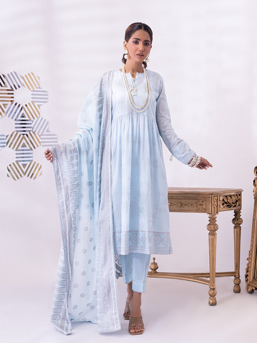 1 & Get 1 Free - 3pc Unstitched- Paste Printed Lawn Suit DOS203