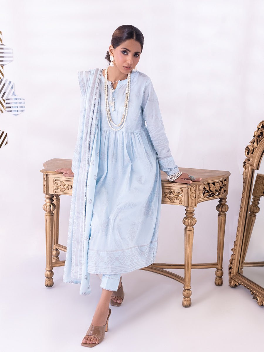 1 & Get 1 Free - 3pc Unstitched- Paste Printed Lawn Suit DOS203