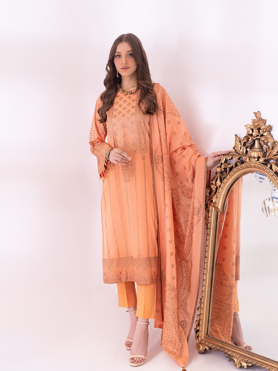 1 & Get 1 Free - 3pc Unstitched- Paste Printed Lawn Suit DOS205