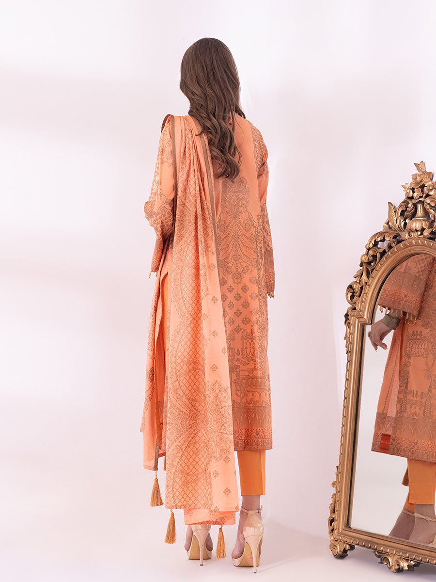 1 & Get 1 Free - 3pc Unstitched- Paste Printed Lawn Suit DOS205