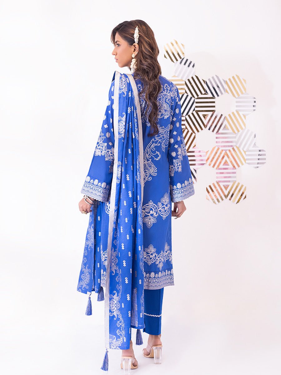 1 & Get 1 Free - 3pc Unstitched- Paste Printed Lawn Suit DOS206