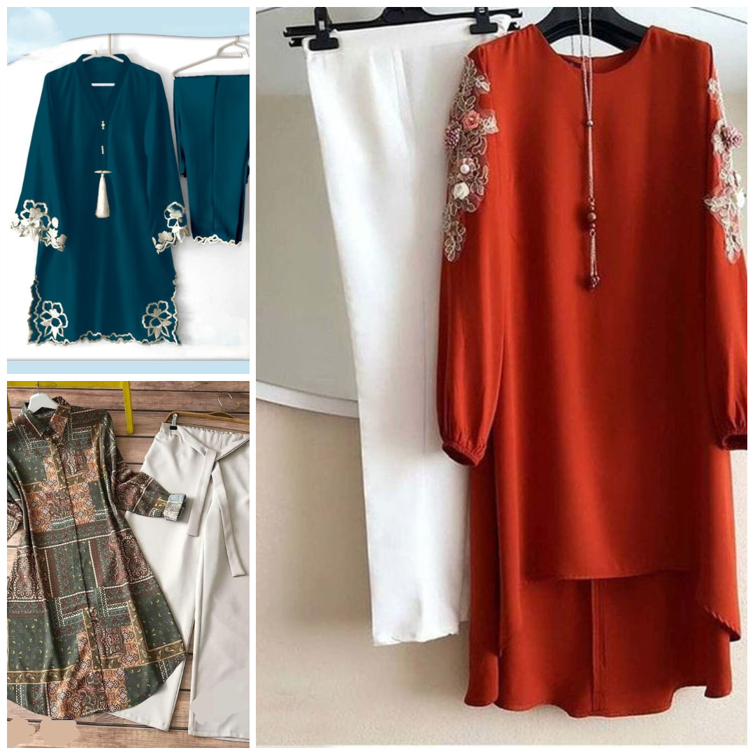 113A - Stylish Pack of 3 Women's Casual Summer Suit Set – Premium Stitched Kurti & Trousers 50% Off Summer Sale