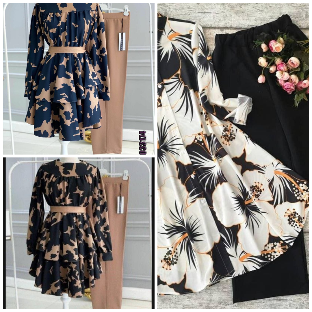 121A - Stylish Pack of 3 Women's Casual Summer Suit Set – Premium Stitched Kurti & Trousers 50% Off Summer Sale