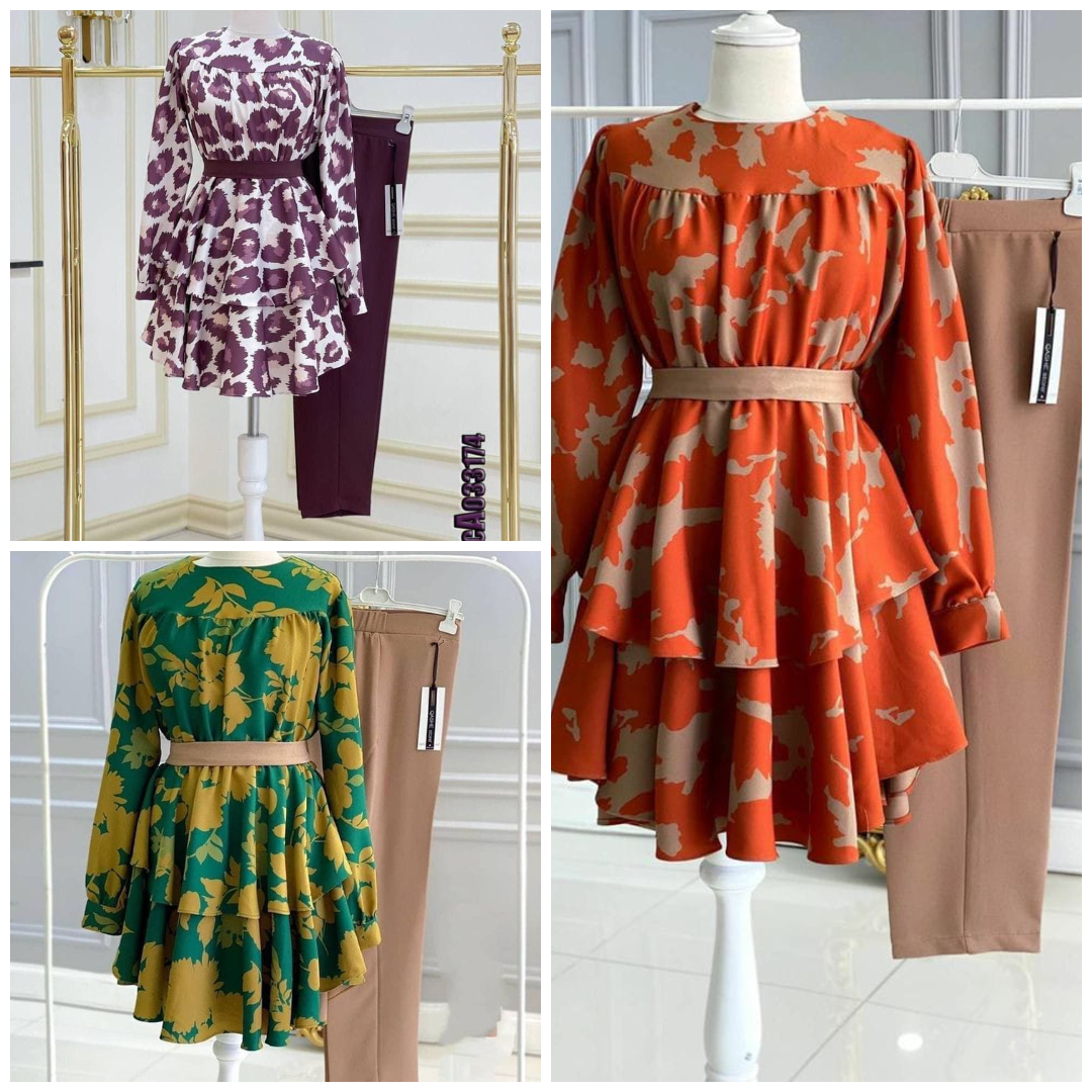 123A - Stylish Pack of 3 Women's Casual Summer Suit Set – Premium Stitched Kurti & Trousers 50% Off Summer Sale