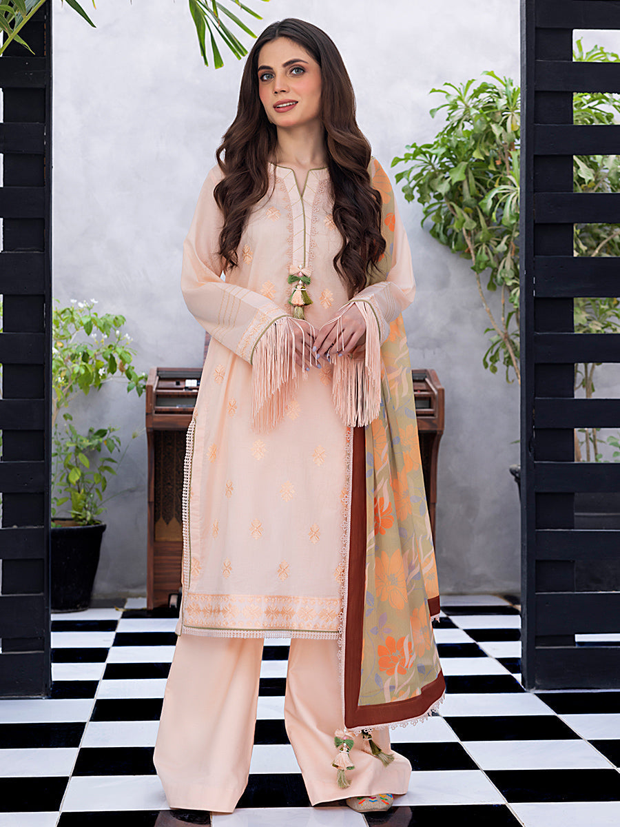 1 & Get 1 Free - 3pc- Unstitched Dyed Embroidered Lawn Suit