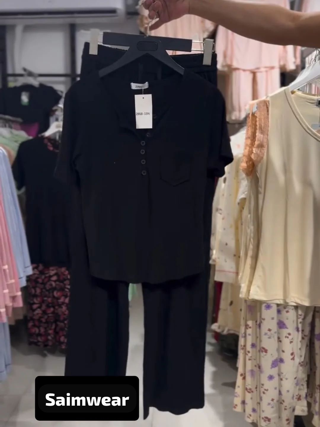 2 Pcs Button Casual Top With Straight Trouser