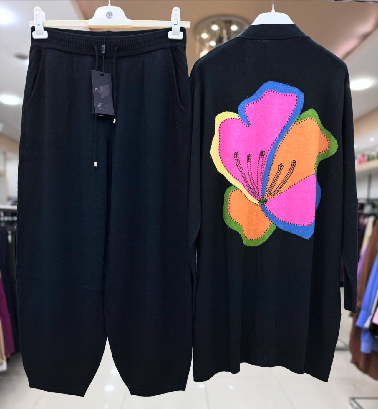 Back Flower Printed Fleece Co ord Set For Winter