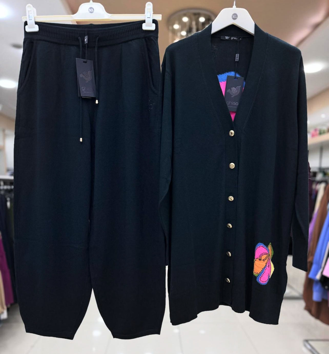 Back Flower Printed Fleece Co ord Set For Winter