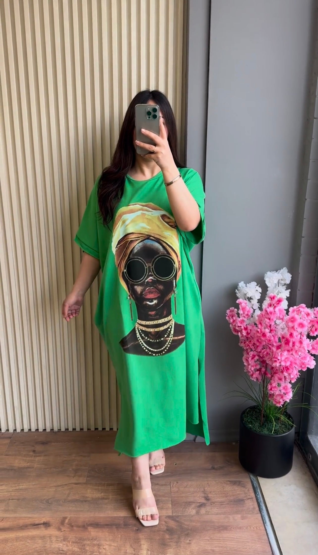 Drop Shoulder Printed Long Top CH 457