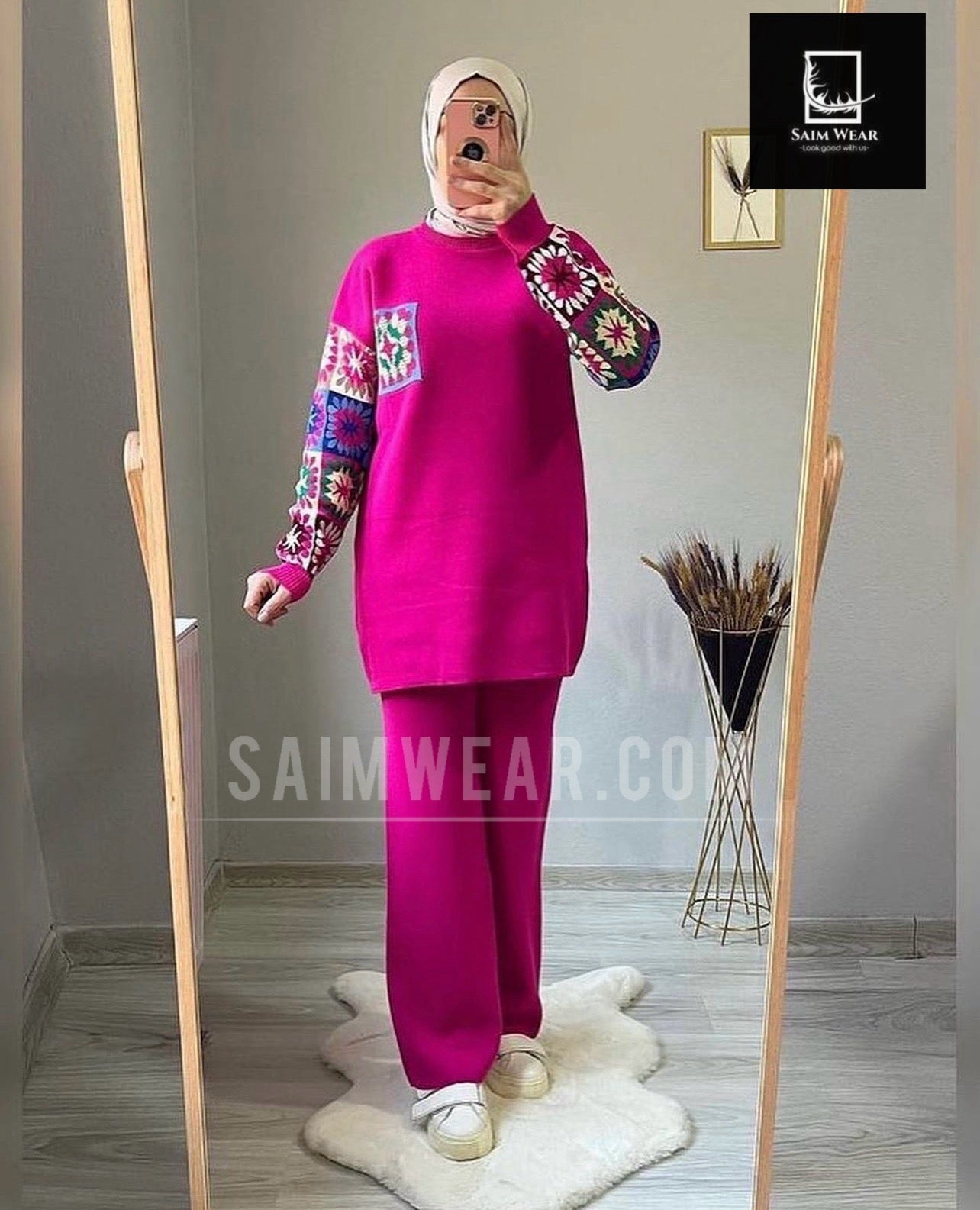 2 Pcs Printed Fleece Co ord Set CH 321
