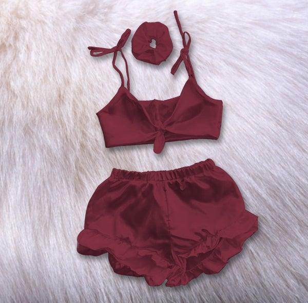 3 in 1 satin silk sleepwear set