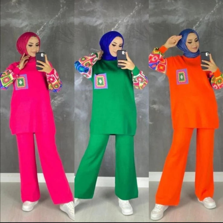 2 Pcs Printed Fleece Co ord Set CH 321