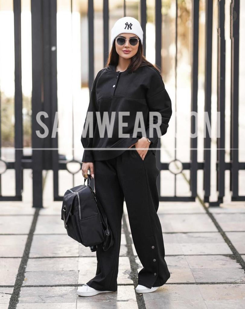 2 Pcs Button Fashion Hooded Winter Tracksuit SW 00106