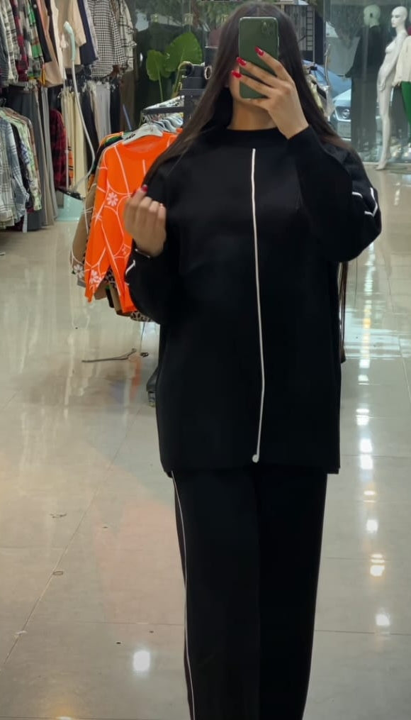 2 Pcs Stripe Winter Fleece Outfit