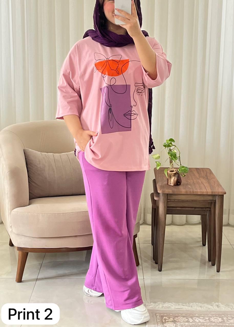 Printed Drop-Shoulder Tee Trousers