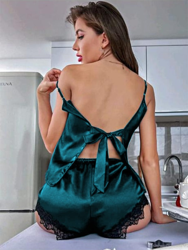 BACKLESS SILK CAMI TOP & SHORTS P 43