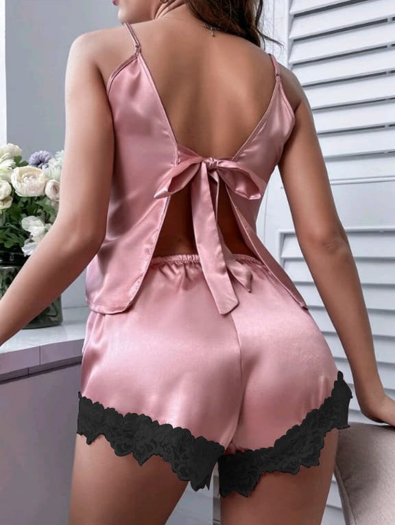 BACKLESS SILK CAMI TOP & SHORTS P 43