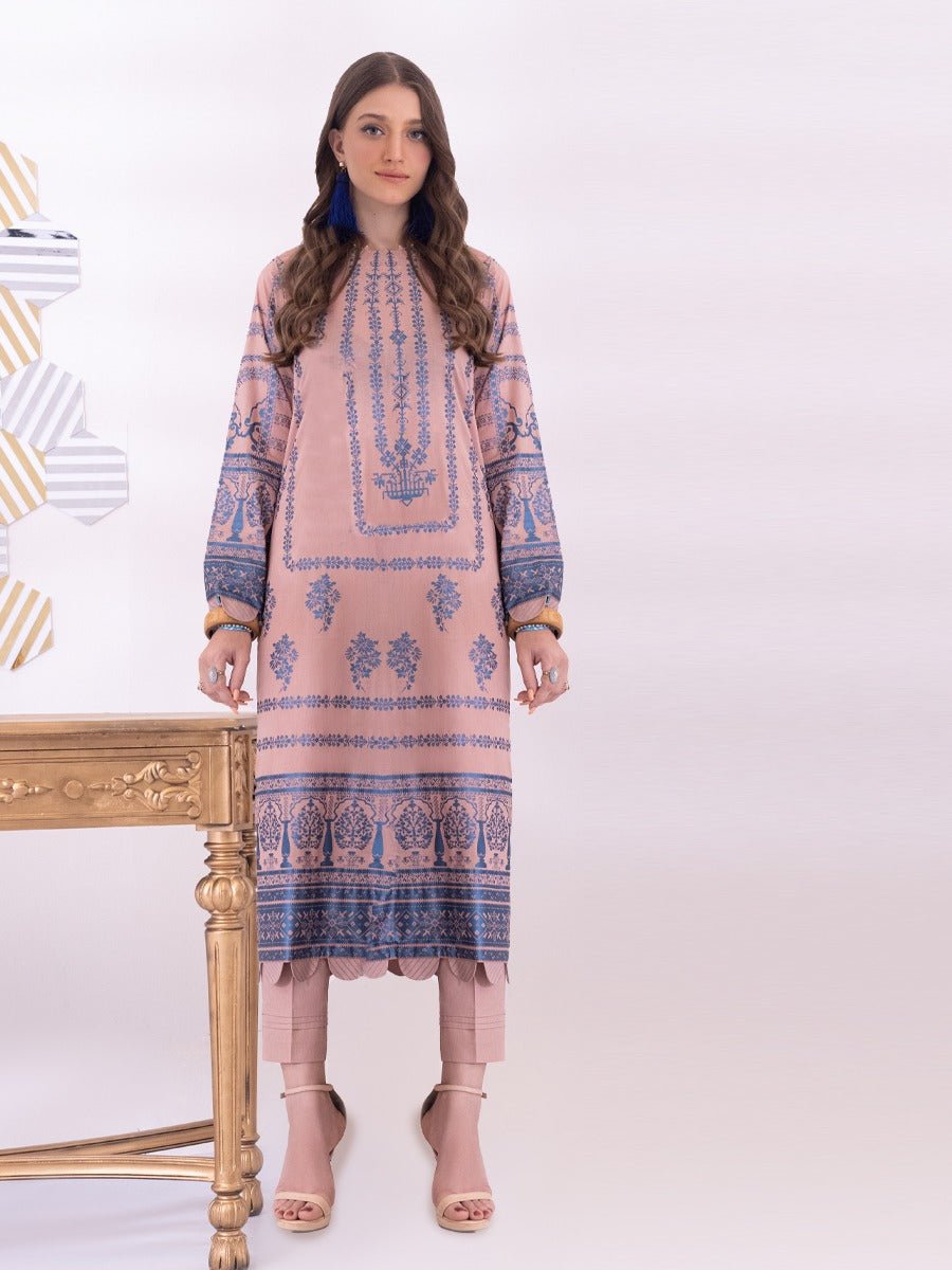 1 & Get 1 Free - Unstitched 2pc Printed Lawn Shirt Dyed Cambric Trouser - Sana Sara DOS215