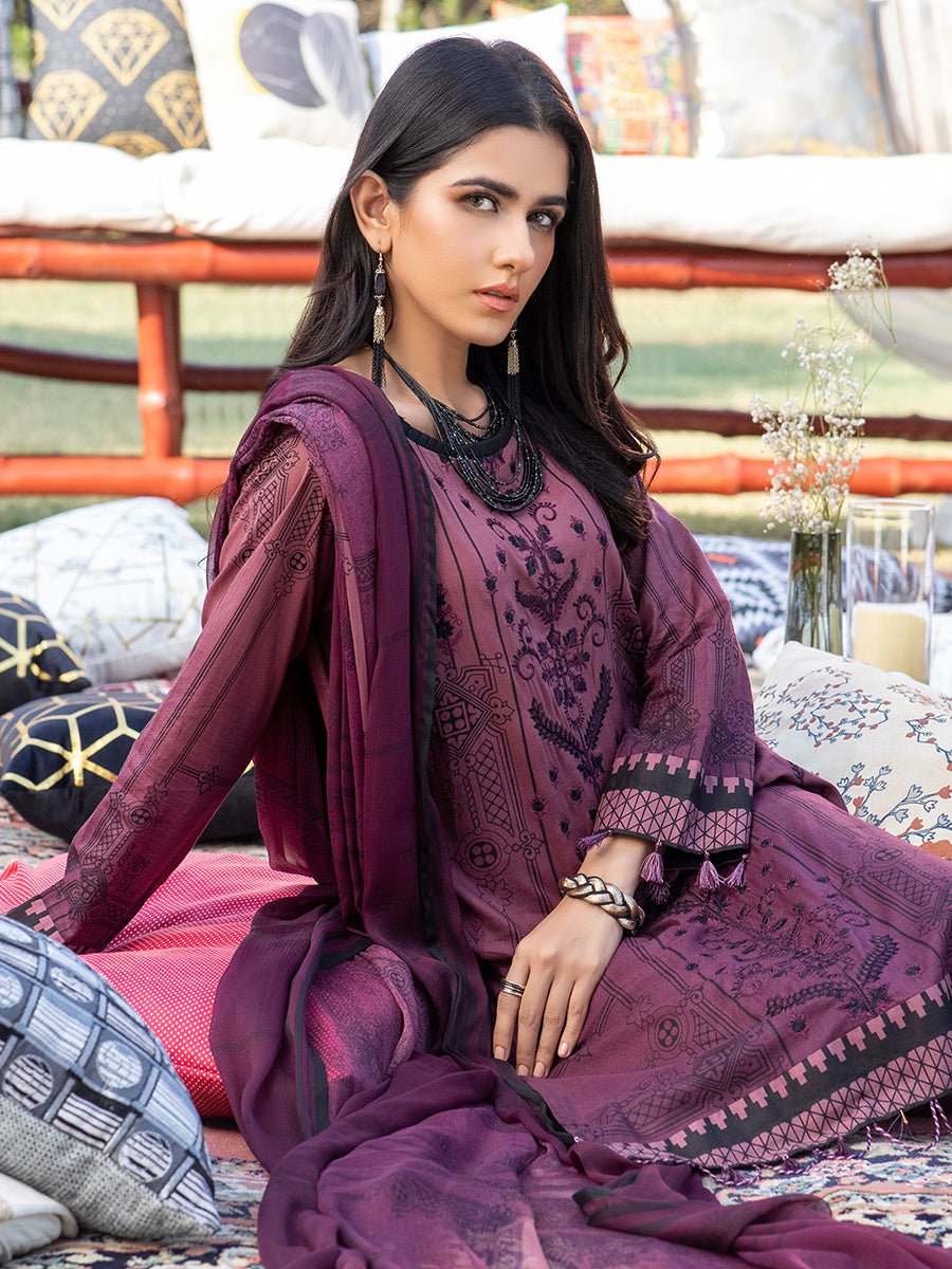 1 & Get 1 Free - Unstitched 2PC Printed Embroidered Lawn - Z'ure