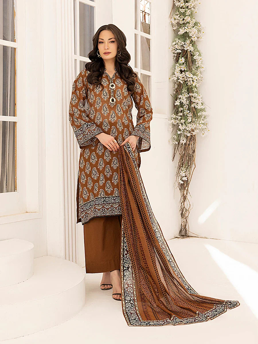 1 & Get 1 Free - 3PC Unstitched Printed Lawn Suit
