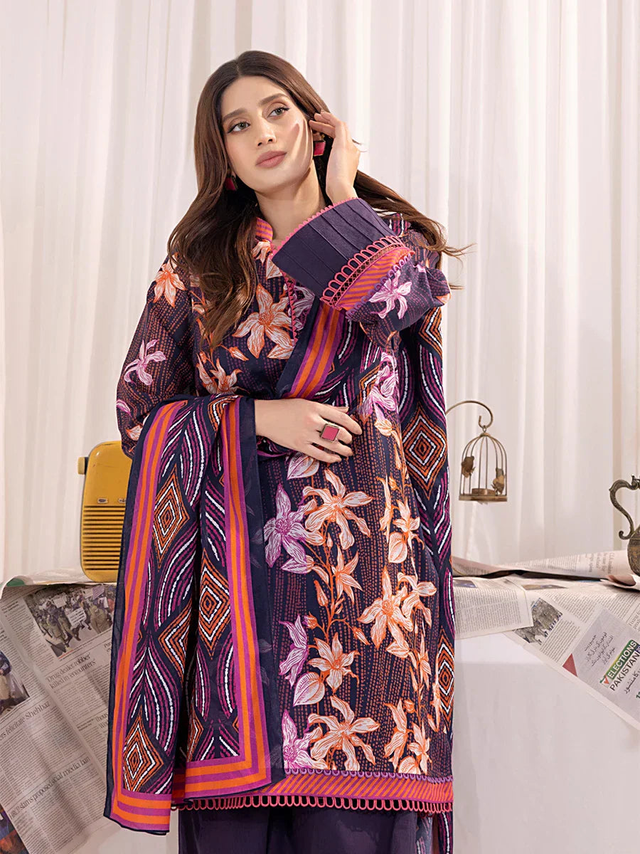 1 & Get 1 Free - 3PC Unstitched Printed Lawn Suit