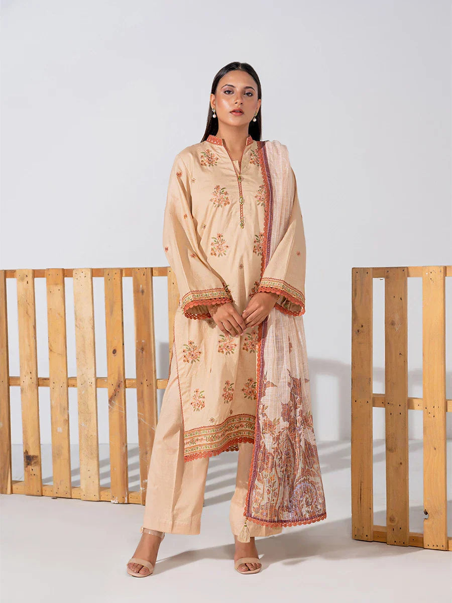 1 & Get 1 Free - 3PCS LUXURY LAWN EMBROIDERED SUIT