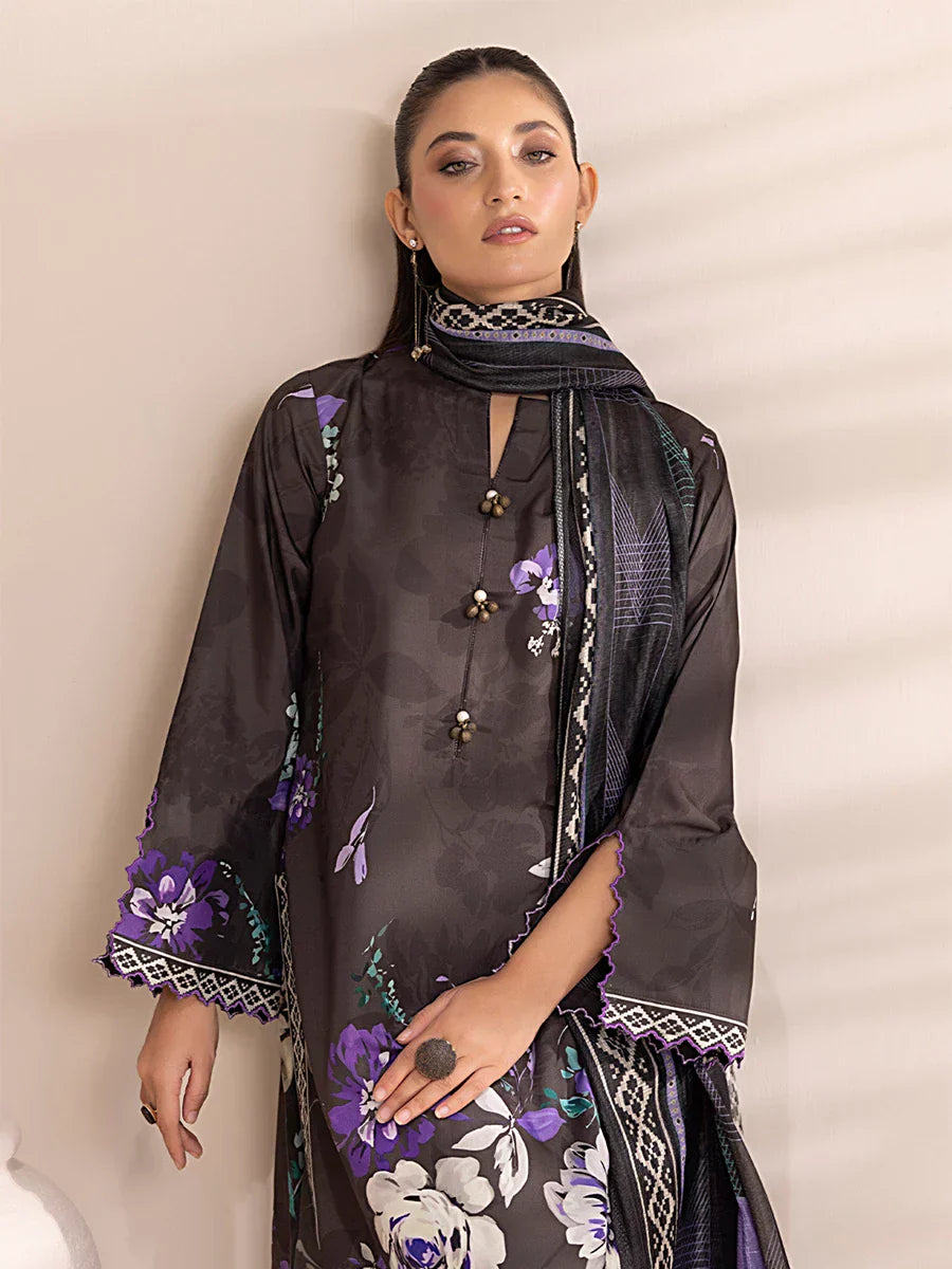 1 & Get 1 Free - 3PC Unstitched Printed Lawn Silk Suit DOS162
