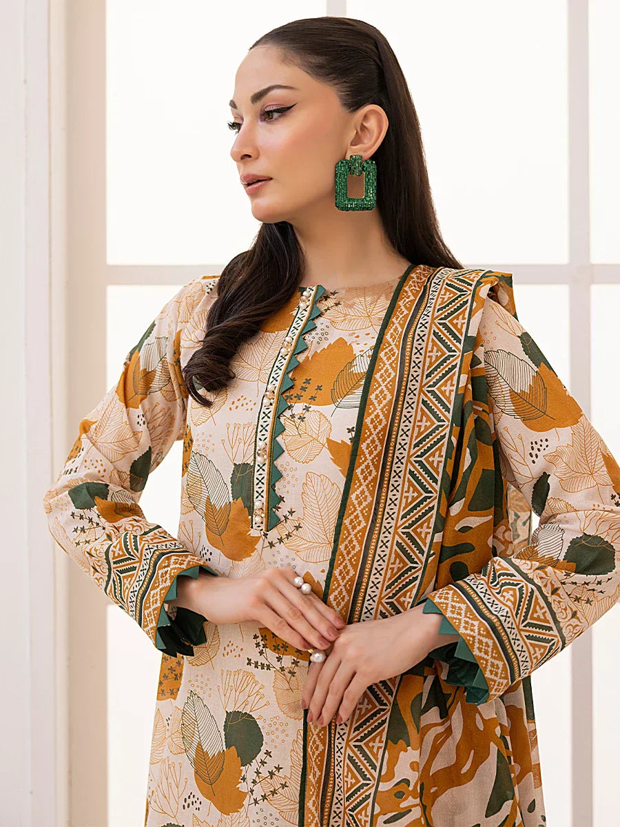 1 & Get 1 Free - 3PC Unstitched Printed Lawn Suit