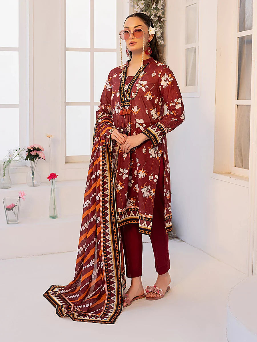 1 & Get 1 Free - 3PC Unstitched Printed Lawn Suit