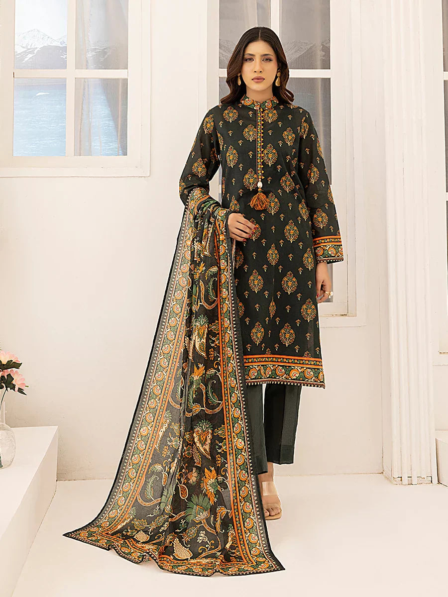 1 & Get 1 Free - 3PC Unstitched Printed Lawn Suit
