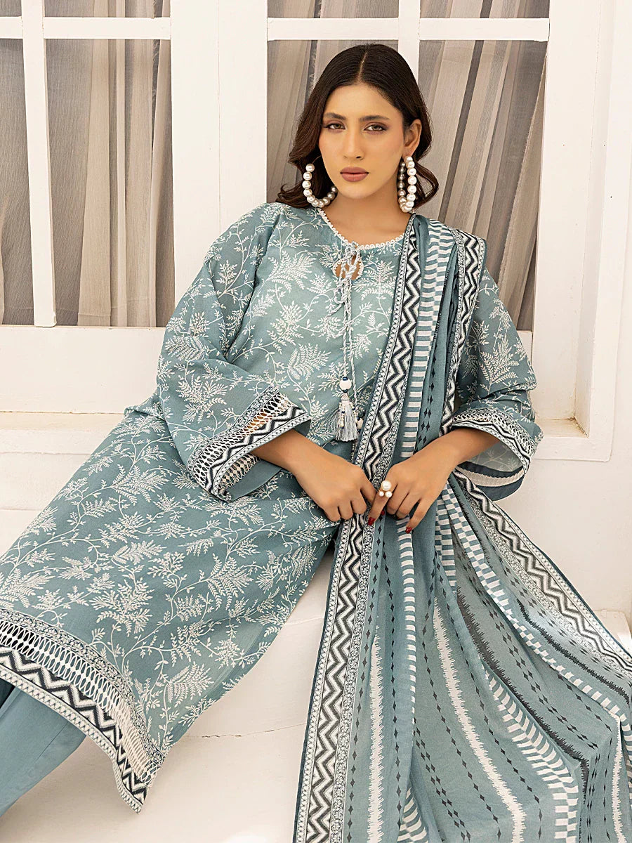 1 & Get 1 Free - 3PC Unstitched Printed Lawn Suit