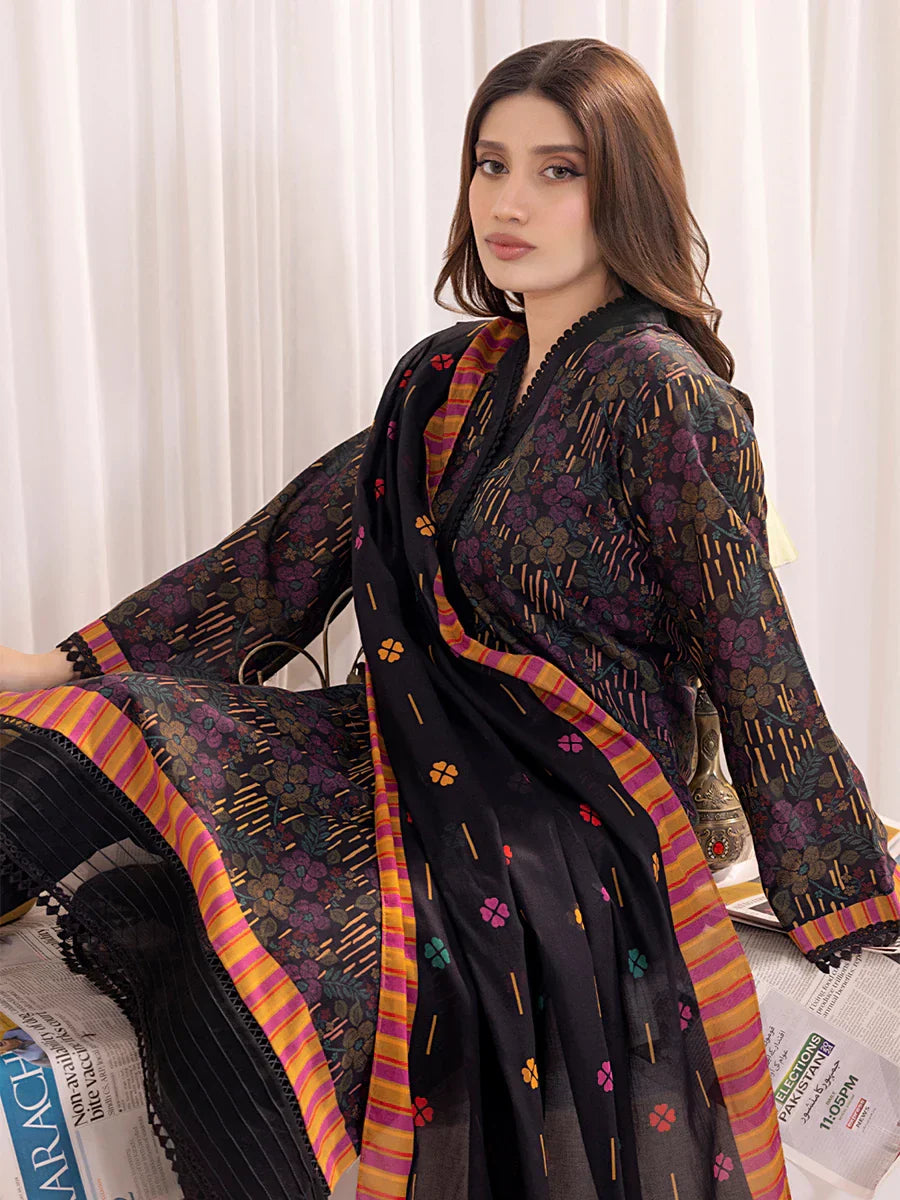 1 & Get 1 Free - 3PC Unstitched Printed Lawn Suit