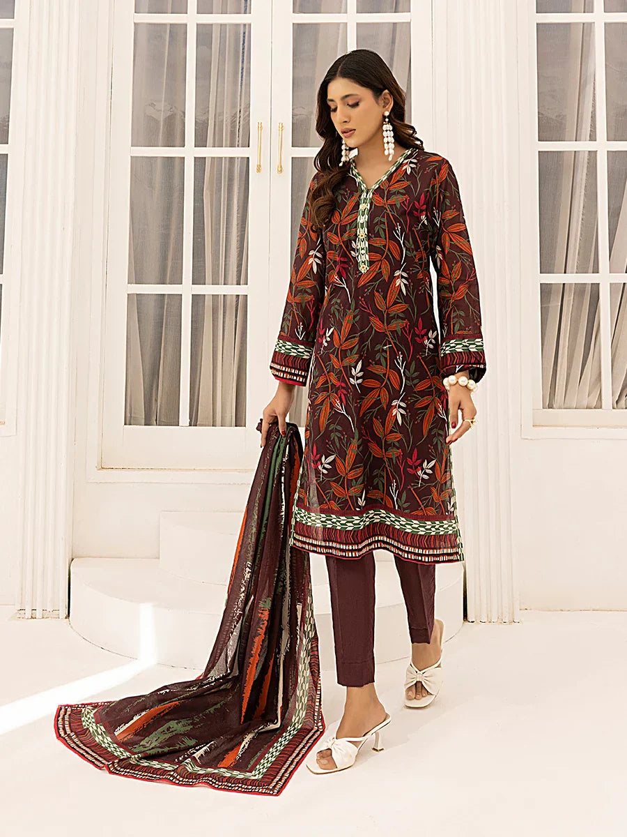 1 & Get 1 Free - 3PC Unstitched Printed Lawn Suit