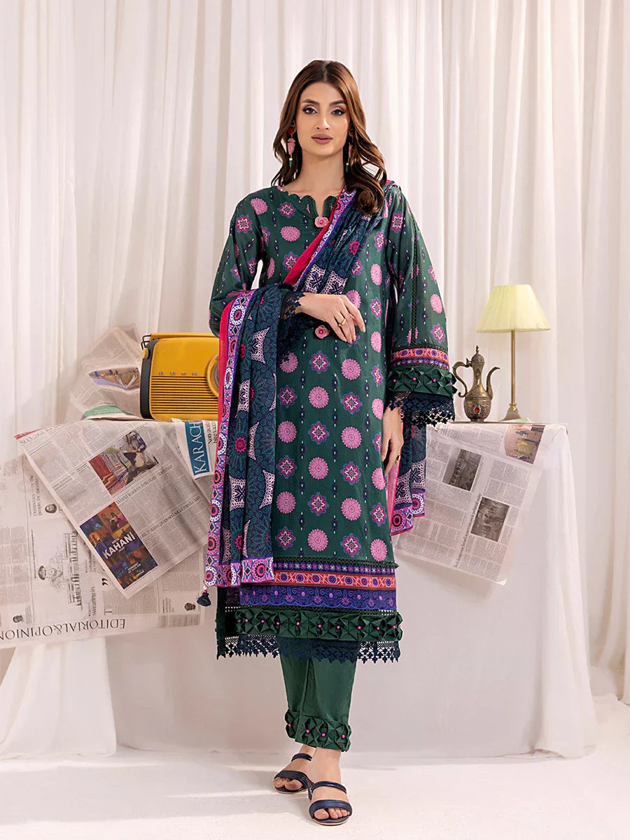 1 & Get 1 Free - 3PC Unstitched Printed Lawn Suit