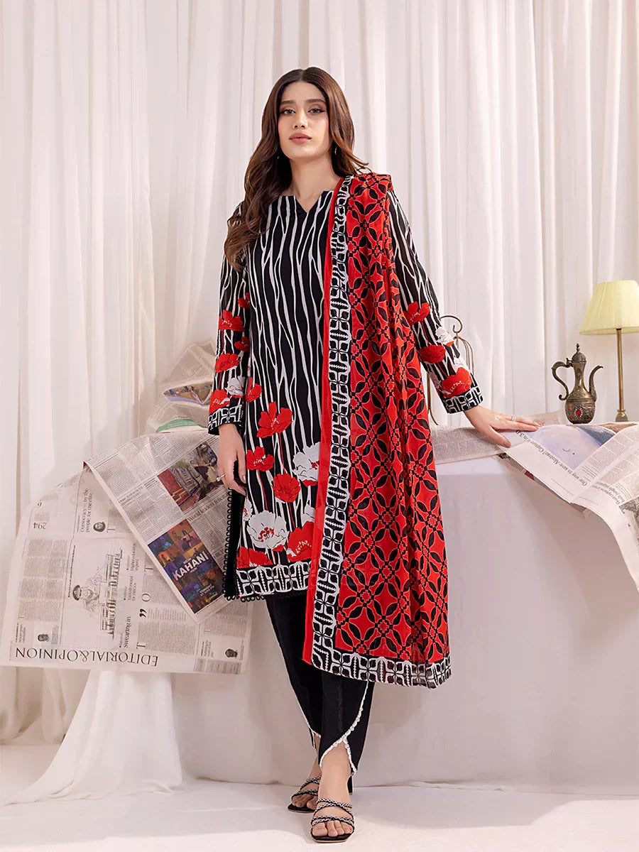 1 & Get 1 Free - 3PC Unstitched Printed Lawn Suit