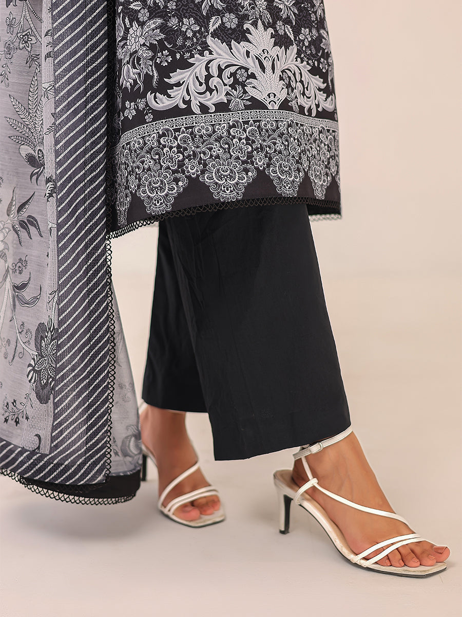 1 & Get 1 Free - MONOCHROME DIGITAL PRINTED LAWN SILK SUIT