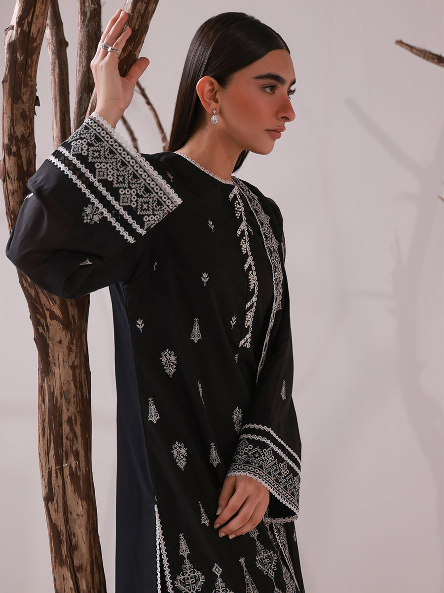 1 & Get 1 Free - MONOCHROME EMBROIDERED LAWN SILK SUIT