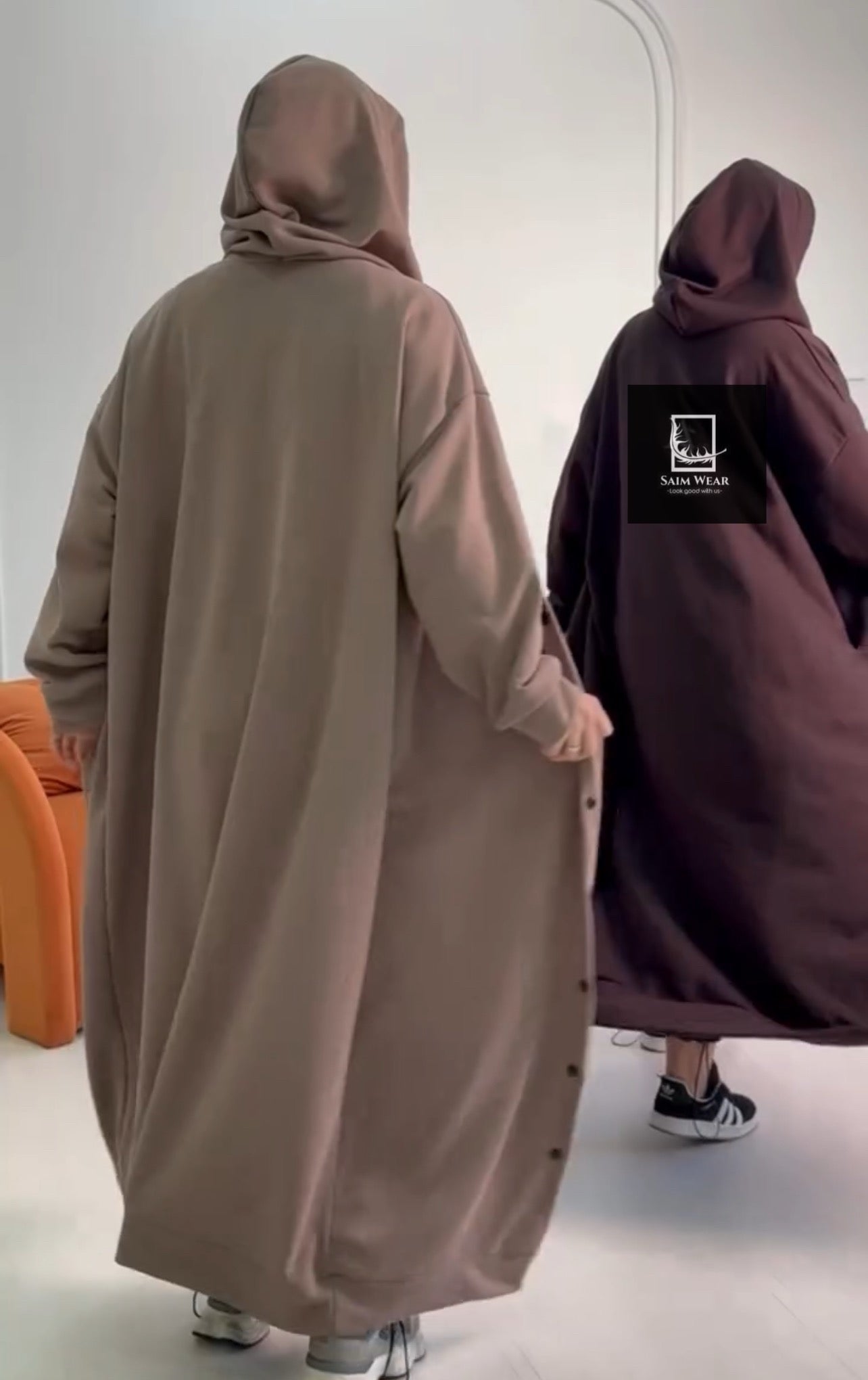 2 Piece Drop Shoulder Long Button Winter Fleece Hoodie With Trouser Pant