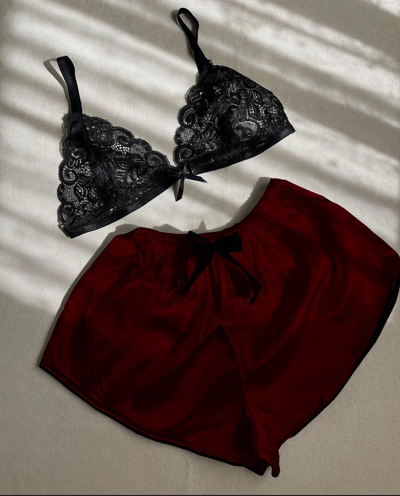 Silk Short With Net Bra Night Wear Set.
